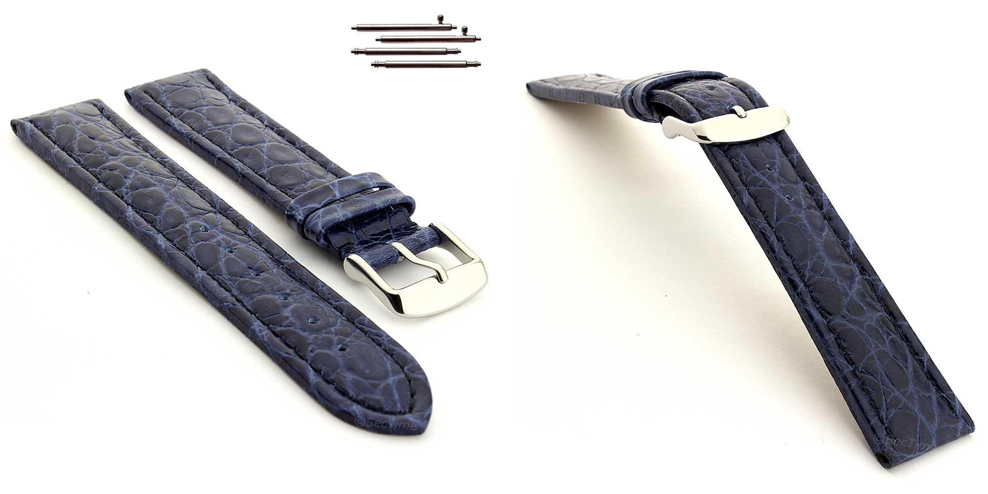 Cinturino In Pelle Marrone Chiaro Goffrata Simil-coccodrillo Da 20 Mm Con Fibbia Color Argento Sgancio Rapido P - Foto 10