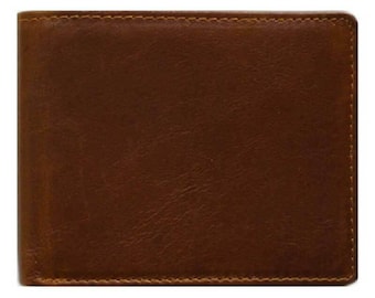 Classic, Vintage Bi-Fold Brown Genuine Leather Wallet ID Credit Card Holder DON GIOVANNI