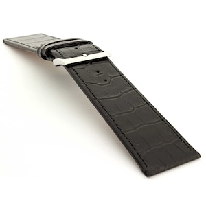 30mm 32mm 34mm 36mm 38mm 40mm Genuine Leather Replacement Watch Strap Band Croco Grain Spec WB Classic Quick Release Spring Bars Black White image 4