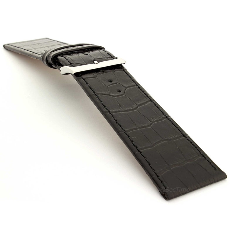 30mm 32mm 34mm 36mm 38mm 40mm Genuine Leather Replacement Watch Strap Band Croco Grain Spec WB Classic Quick Release Spring Bars Black White image 4