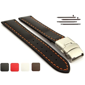 18mm 20mm 22mm 24mm 26mm Genuine Leather Watch Strap Band Canyon Deployant Clasp Classic / Quick Release Spring Bars Black Red White Brown