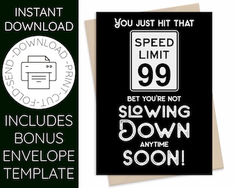 99th Birthday Card, Racing Birthday Card, Car Lover Birthday Card, Printable Birthday Card, Dad Birthday Card, Auto Mechanic Gift