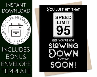 95th Birthday Card, Racing Birthday Card, Car Lover Birthday Card, Printable Birthday Card, Dad Birthday Card, Auto Mechanic Gift