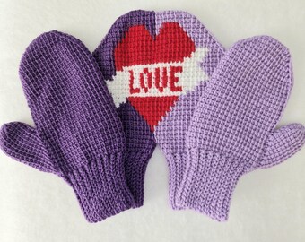Handgestrickte Paar Handschuhe Set: Wollmischung, Geteilter Handschuh