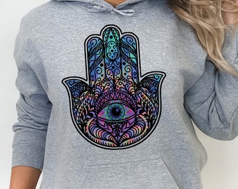 Colorful Hamsa Sweatshirt Psychedelic Hamsa Hoodie Hamsa Hand Sweatshirt Mandala Hand of Fatima Sweatshirt Mystical Psychedelic Clothing Etsy UK