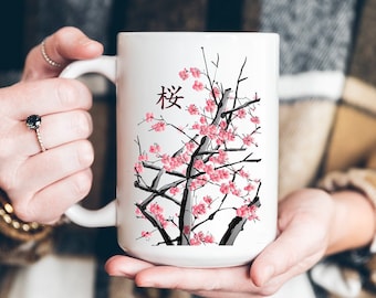 Cherry Blossom Coffee Mug, Sakura Coffee Mug, Japanese Cherry Blossom Mug, Japanese Artwork Mug, Japanese Flower Mug, Sakura Coffee Cup