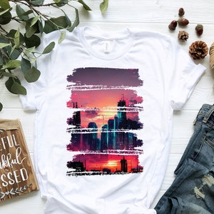 City Skyline Cyberpunk Shirt | Japanese Streetwear Shirt | Aesthetic Shirt | Futuristic Cityscape Shirt | Vaporwave Shirt | Cyberpunk Gift