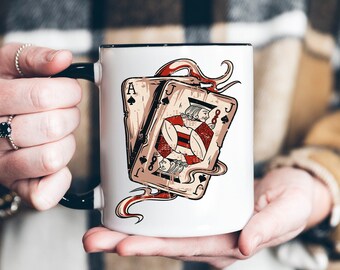 Blackjack Coffee Mug, Playing Cards Mug, Blackjack Coffee Cup, Gift for Blackjack Lover, Gambling Coffee Mug, Lucky Coffee Mug, Ace and Jack
