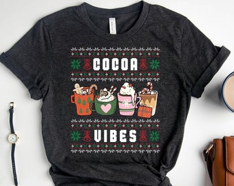 Hot Cocoa Ugly Christmas Sweater Shirt, Hot Cocoa Vibes, Cute Hot Chocolate Shirt, Cute Christmas Shirt, Hot Cocoa Lover, Festive Holiday