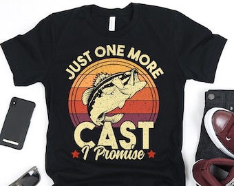 Just One More Cast I Promise Shirt, Vintage Retro Fishing Shirt, Bass Fishing Lover Shirt For Men, Angler Shirt, Fishing Gift For Dads