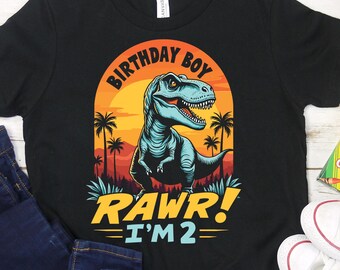 Rawr I'm 2 Birthday Shirt, T-Rex Dinosaur Birthday Party Shirt, 2nd Birthday Dinosaur Party, Dinosaur Lover Shirt, 2 Year Old Birthday Shirt