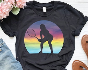 Camicia da tennis da donna, Camicia da tennis da ragazza, Camicia retrò al tramonto, Regalo tennis per ragazze, Regalo tennista, Camicia per amanti del tennis