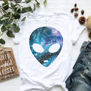 Psychedelic Alien Shirt | Alien Head Shirt | Galaxy Cosmic Shirt | Outer Space Shirt | UFO Shirt | Psychedelic Clothing | Extraterrestrial
