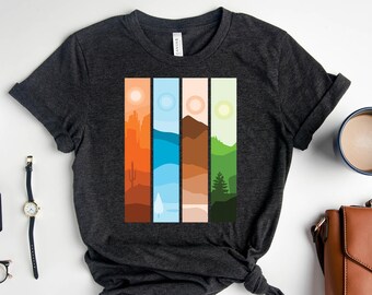 Camicia artistico Nature Sunset / Wilderness Shirt / Outdoors Shirt / Mountains Shirt / Hiking Shirt / Environmental Shirt / Nature Lover Gift