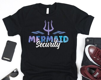Camisa de seguridad de sirena, Camisa de escuadrón de sirena a juego, Papá sirena, Camisa de fiesta de sirena familiar, Camisa de fiesta de cumpleaños de sirena, Cola de sirena