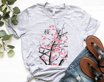 Shirt met kersenbloesem Sakura | Japans kanji-shirt | Roze kersenbloesemcadeau | Shirt met Japans artwork | Japans cadeau | Sakura-shirt