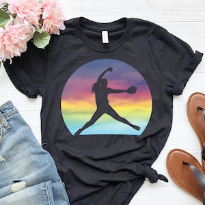 Softball Pitcher Shirt for Women | Retro Sunset Shirt | Softball Gift For Girls | Softball Player Gift | Girl Youth Softball Shirt
