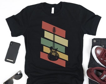 Chemise rock classique | Chemise guitare rock | -shirt Guitare | chemise vintage guitare | Chemise Rock'n'Roll | Cadeau guitariste