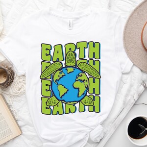 Groovy Earth Day Shirt, Planet Earth Sea Turtle Shirt, Sea Turtle Lover Shirt, Wildlife Conservation Shirt, Save Oceans Environmental Shirt