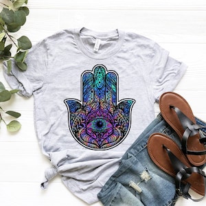 Colorful Hamsa Shirt | Psychedelic Mandala Shirt | Trippy Shirt | Psychedelic Clothing | Hamsa Hand Shirt | Spiritual Third Eye Shirt