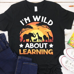 Wildes Lern-Shirt, Zoo-Tiere zurück zu Schulshirt, Safari-Shirt für Kinder, Schul-Safari-Tier-Shirt, Zoo-Feldreise-Shirt