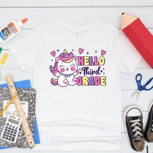 Hello Third Grade Shirt, Cute Unicorn Back to School Shirt, 3rd Grade Unicorn Shirt, First Day of School Shirt for Girls, Unicorn Lover Gift