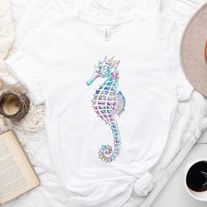 Colorful Seahorse Shirt, Gift for Seahorse Lover Shirt, Psychedelic Clothing, Ocean Animal Shirt, Marine Wildlife Shirt, Nautical Beach