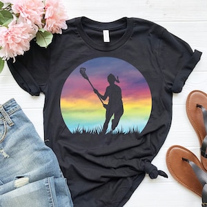 Lacrosse Shirt for Women | Retro Sunset Shirt | Lacrosse Gift For Girls | Lacrosse Player Gift | Girl Youth Lacrosse Shirt | Lacrosse Mom