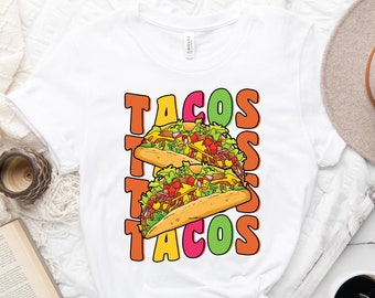 Groovy Taco Shirt, Kawaii Taco Shirt, Vintage Retro Taco Lover Gift, Cinco De Mayo Shirt, Taco Day Shirt, Mexican Food Lover, Taco Tuesday