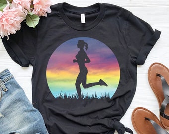 Womens Running Shirt | Retro Sunset Shirt | Cross Country Shirt | Gift for Runner | Marathon Runner Shirt | Distance Runner | Jogger Shirt