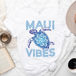 Tribal Sea Turtle Maui Vibes Shirt, Matching Maui Hawaii Vacation Shirt, Polynesian Clothing, Maori Art, Tropical Island Shirt, Hawaii Trip