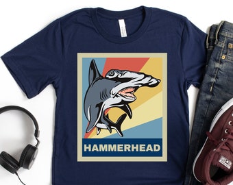 Hammerhead Shark Shirt, Retro Shark Shirt for Men, Shark Shirt for Boys, Shark Lover Gift, Shark Clothing, Shark Apparel, Shark Lover Shirt