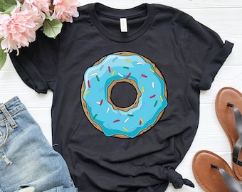 Camiseta de donut azul con chispas / Camiseta de donut / Dulces / Pasteles / Camiseta de donut / Camiseta de pastelería / Camiseta de goloso / Regalo de donut