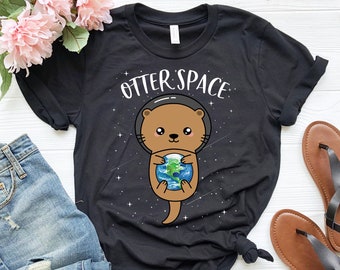 Otter Weltraum-Hemd | Niedliches Lustiges Seeotter-Hemd | Otter Geschenk | Lustiges Wortspiel-Shirt | Astronaut Shirt | Galaxie-Hemd | Astronomie-Shirt | Erde