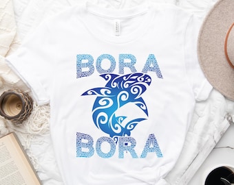 Tribal Shark Bora Bora Shirt, Matching Bora Bora Island Vacation Shirt, French Polynesian Clothing, Maori Art, Tropical Island Shirt