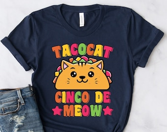 Camisa Cinco De Meow, Camisa divertida del gato del taco, Camisa linda del amante del taco, Camisa divertida del Cinco de Mayo, Camisa amante de la comida mexicana, Tacocat Kawaii, Puns