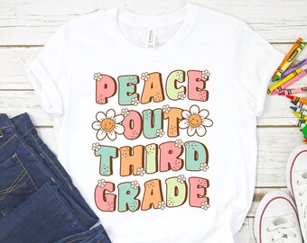 Peace Out Third Grade Shirt, Cute Groovy Last Day of 3rd Grade Shirt, Retro Last Day of School Shirt for Kids, Cute 3rd Grade Student Shirt