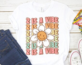 Two is A Vibe Shirt, Groovy Birthday Shirt, Cute Groovy 2nd Birthday Party Shirt, Two Groovy Shirt, Hippie Flower Shirt, Daisy Flower Shirt
