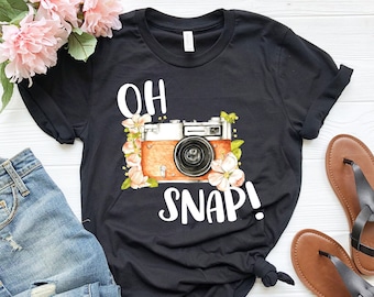 Oh Snap Funny Camera Shirt | Vintage Retro Camera Shirt | Photography Shirt | Floral Camera Gift | Camera Lover Shirt | Artist