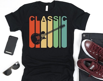 Classic Rock Shirt | Retro Vintage Gitarren-Shirt | Rock and Roll Shirt | Classic Rock Geschenk | Gitarre Geschenk | Gitarrist Geschenk | Tolles Rock'n'Roll-Shirt