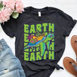 Groovy Earth Day Shirt, Earth Day Sea Turtle Shirt, Sea Turtle Lover Shirt, Wildlife Conservation Shirt, Save The Oceans Environmental Shirt