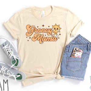 Schattig Groovy Mama Shirt, Floral Hippie Flower Shirt, Retro Groovy Mama Shirt, Matching Groovy Birthday Party Shirt, Vintage jaren &#39;70 Shirt