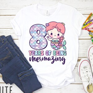 Sept ans d'être chemise Mermazing, chemise d'anniversaire de sirène mignonne pour les filles 7e chemise d'anniversaire, tenue de fête d'anniversaire de sirène, amant de sirène
