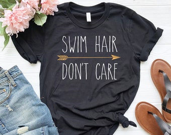 Schwimmen haare egal | Niedliches Schwimmer-Shirt | Lustiges Schwimmen-Shirt | Schwimmshirt für Frauen | Schwimmen Geschenk für Mädchen | Geschenk für Schwimmerin