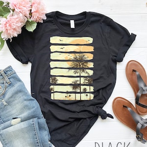 Summer Sunset Shirt | Palm Tree Shirt | Beach Shirt | Paradise Vacation Shirt | Beach Shirt | Artistic Summer Time Shirt