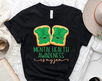 La conciencia de la salud mental es mi camisa de mermelada, linda camisa de cinta verde tostada, camisa de asuntos de salud mental, traje del mes de la conciencia de la salud mental