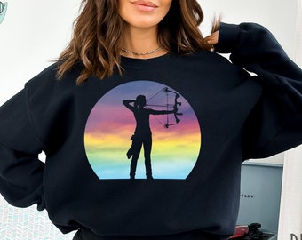 Archery Sweatshirt For Women, Archery Hoodie, Archery Gift for Girls, Gift for Archery Lover Sweater, Archery Girl, Bow Hunting Sweatshirt