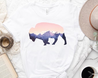 Camisa de búfalo / Camisa de bisonte / Camisa de montaña / Camisa de campamento al aire libre / Regalo de campamento / Camisa de naturaleza / Camisa de aventura / Regalo de senderismo