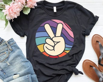 Groovy Peace Sign Shirt | Hand Sign | Groovy Shirt | 70s Shirt | 70s Gift | 70s Clothing | 70s Party Shirt | Peace Shirt | Hippie Shirt