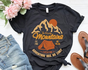 Retro Hiking T-Shirt | Rocky Mountains T-Shirt | Adventure Shirt | Camping Shirt | Hiking Gift | Camping Gift | Retro Clothing